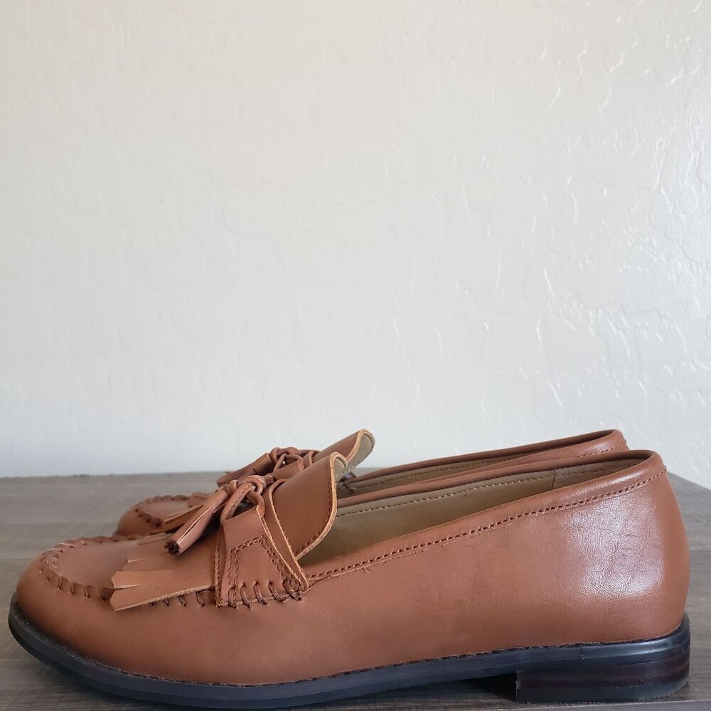 Talbots Leighton Kiltie Fringe Leather Slip-On Loafer Shoes Brown Size Women's 8 - Picture 3 of 12